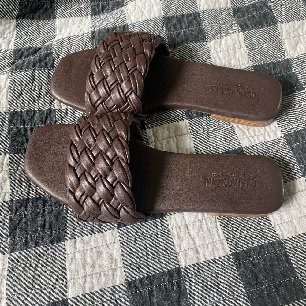 Dark brown slide sandals